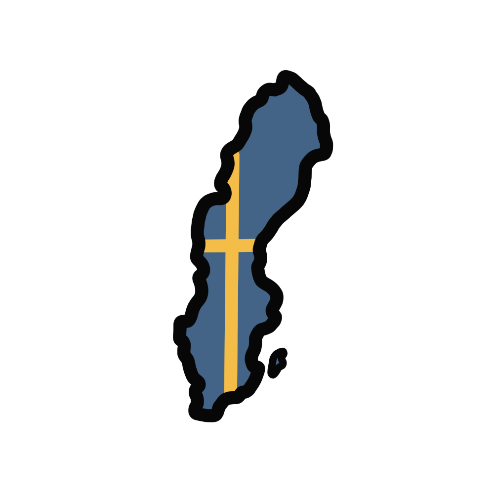 Landkarte von schweden mit schwedischer fahne