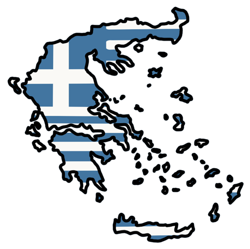Illustrative landkarte von griechenland mit der griechischen fahne im hintergrund
