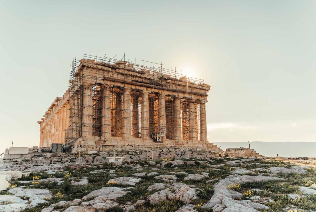 Das pantheon der akropolis in athen, griechenland