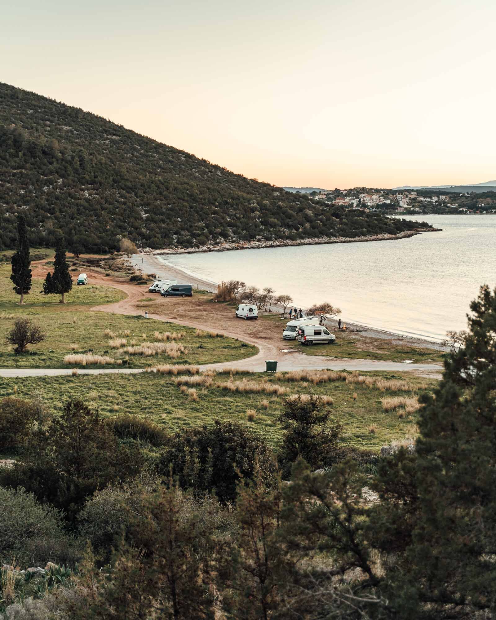 Camping am griechischen strand